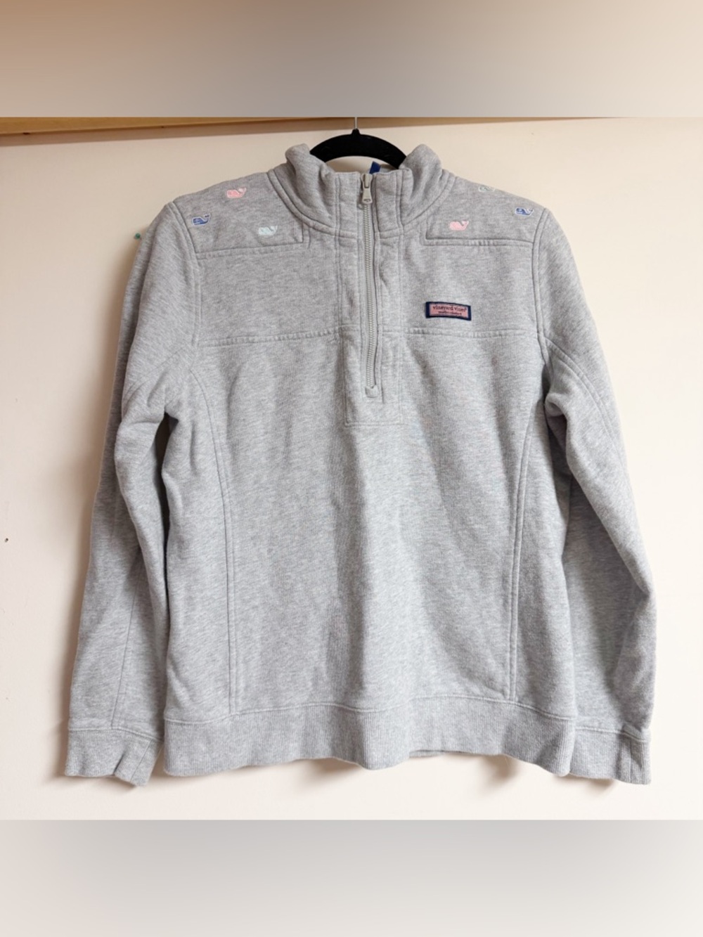 Vineyard Vines Whale Gray Quarter Zip Size Medium